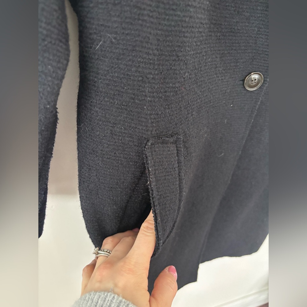 Zara single Button Black Wool Blend Coat - Picture 5 of 6